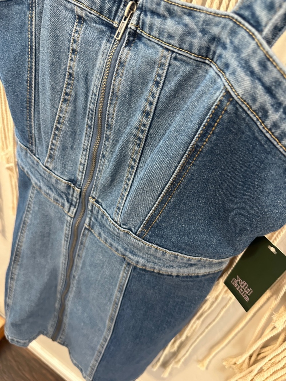 wild fable Light Blue Denim Zip-Front Mini Dress - Picture 4 of 6